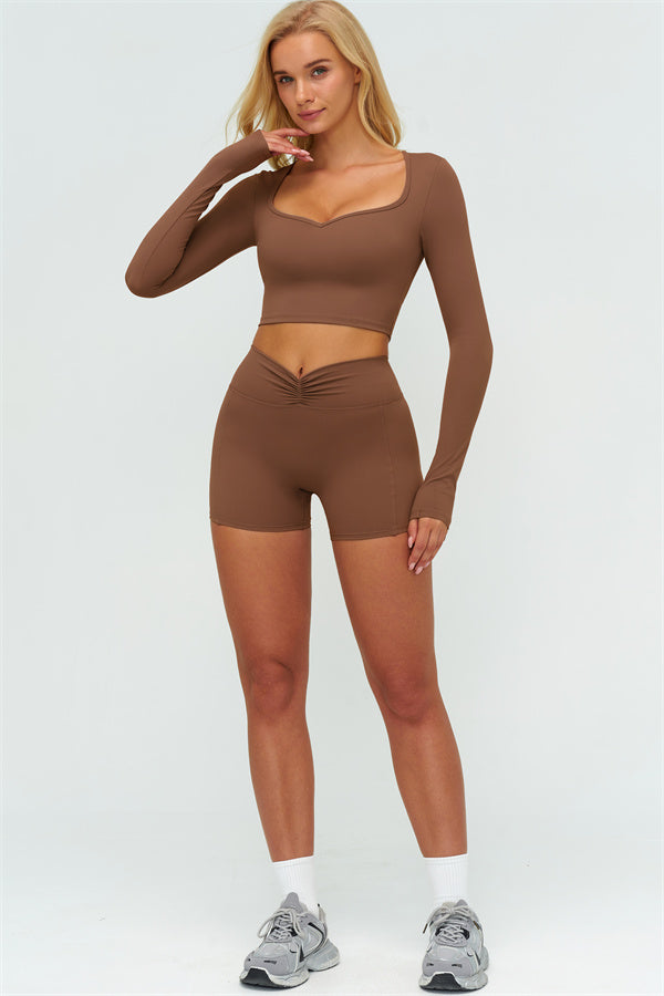 The Lushness Long Sleeve Crop top Shorts 2-Piece Set