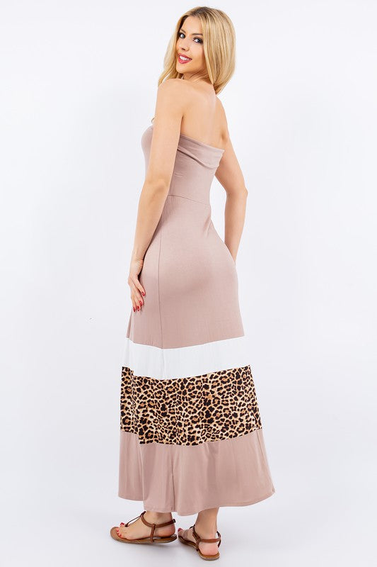 Modern Full Size Leopard Print Dress Maxi Dress Plus Size Trendy Long Dress Elegant Design