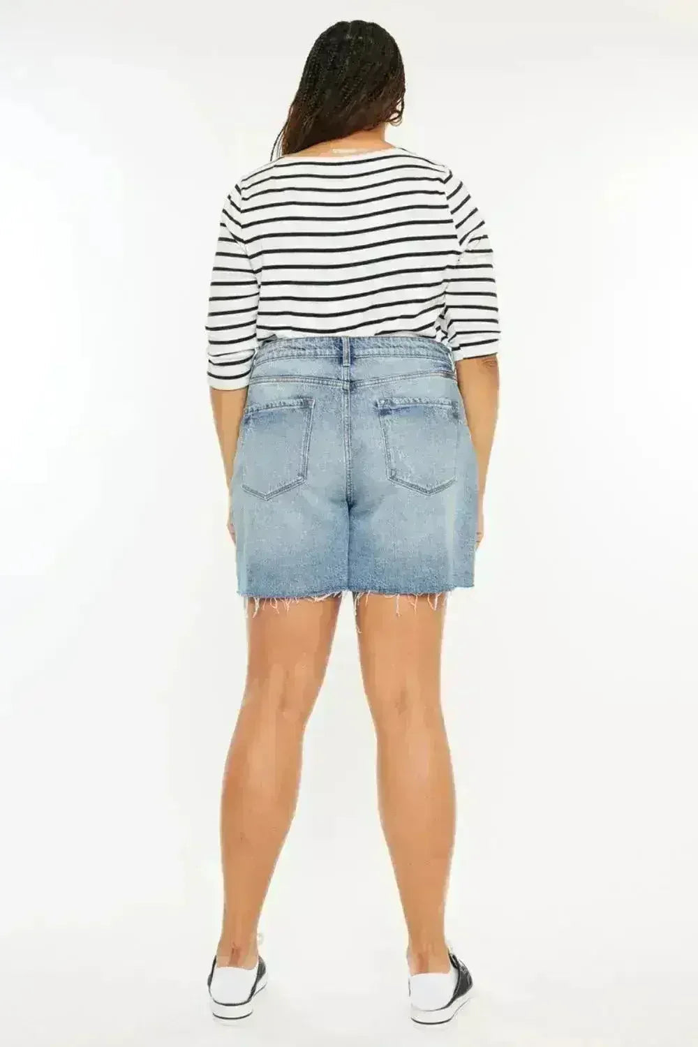 Kancan Full Size Raw Hem High Waist Denim Shorts