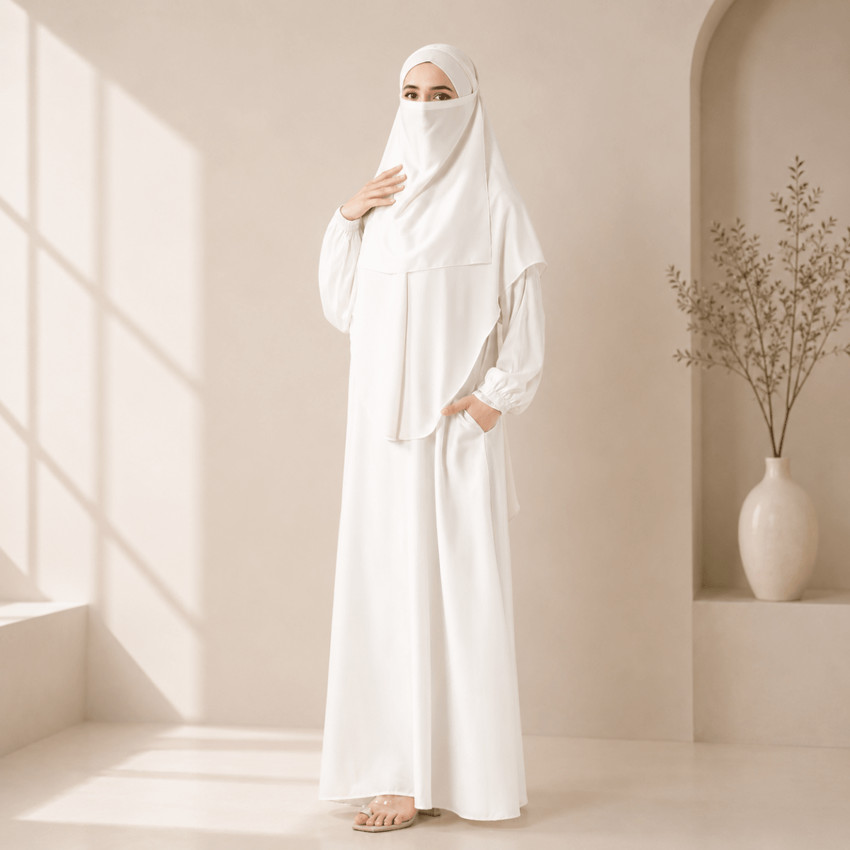 Abaya With Niqab and Khimar | Satin Niqab Khimar and Abaya (MK024)