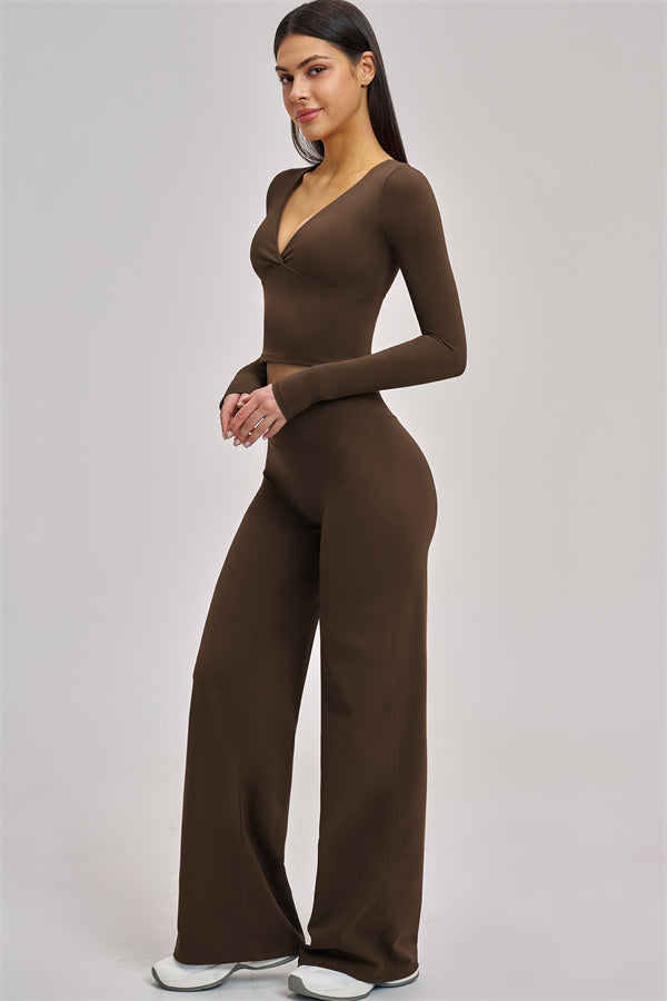 The Swoon Long Sleeve Crop top Flared Leggings 2-Piece Set