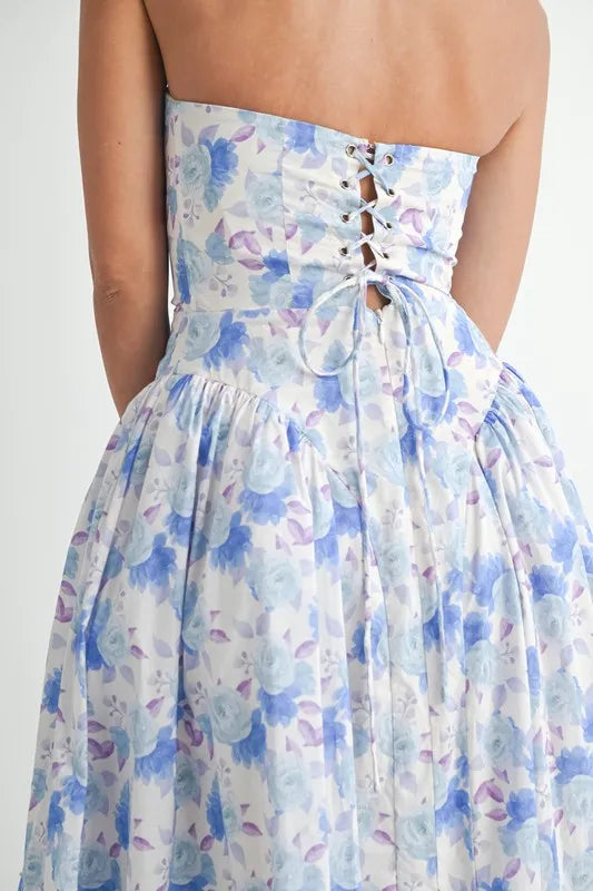 Sweetheart Neckline Floral Printed Midi Dress – Floral Midi Dress, Sweetheart Neckline Dress, Romantic Midi Dress, Feminine Floral Dress, Elegant Midi Dress