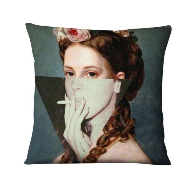 Abstract Artistic Figures Poster Printed Pillowcase Vintage England Style Art Posters Style Pillow Covers Decorative Cushion Cover Cushion Decorative Pillows