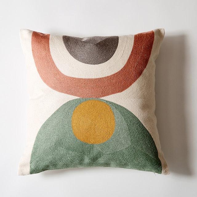 Abstract Geometric Pillow Cover Polyester Cotton Cushion Cover Soft Cozy Home Decoration For Living Room Kids Room Color Block Square Embroidered Decorative Cushion Covers for Sofa Couch 45x45cm/30x50cm