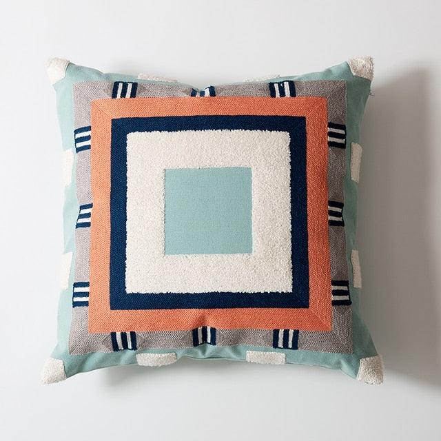 Abstract Geometric Pillow Cover Polyester Cotton Cushion Cover Soft Cozy Home Decoration For Living Room Kids Room Color Block Square Embroidered Decorative Cushion Covers for Sofa Couch 45x45cm/30x50cm