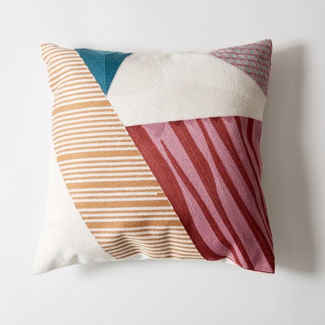 Abstract Geometric Pillow Cover Polyester Cotton Cushion Cover Soft Cozy Home Decoration For Living Room Kids Room Color Block Square Embroidered Decorative Cushion Covers for Sofa Couch 45x45cm/30x50cm