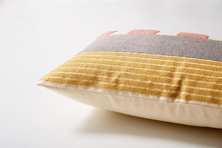 Abstract Geometric Pillow Cover Polyester Cotton Cushion Cover Soft Cozy Home Decoration For Living Room Kids Room Color Block Square Embroidered Decorative Cushion Covers for Sofa Couch 45x45cm/30x50cm
