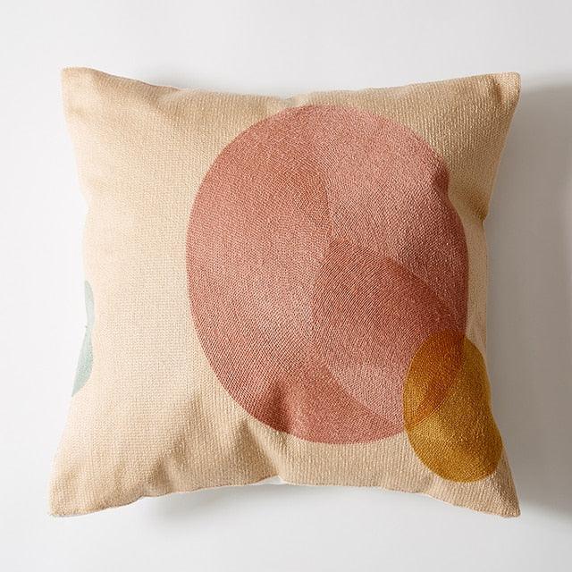 Abstract Geometric Pillow Cover Polyester Cotton Cushion Cover Soft Cozy Home Decoration For Living Room Kids Room Color Block Square Embroidered Decorative Cushion Covers for Sofa Couch 45x45cm/30x50cm