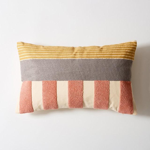 Abstract Geometric Pillow Cover Polyester Cotton Cushion Cover Soft Cozy Home Decoration For Living Room Kids Room Color Block Square Embroidered Decorative Cushion Covers for Sofa Couch 45x45cm/30x50cm