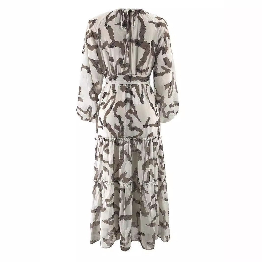 Abstract Print Chiffon Dress(MA402)