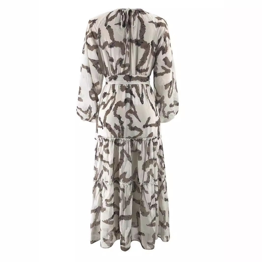 Abstract Print Chiffon Dress(MA402)