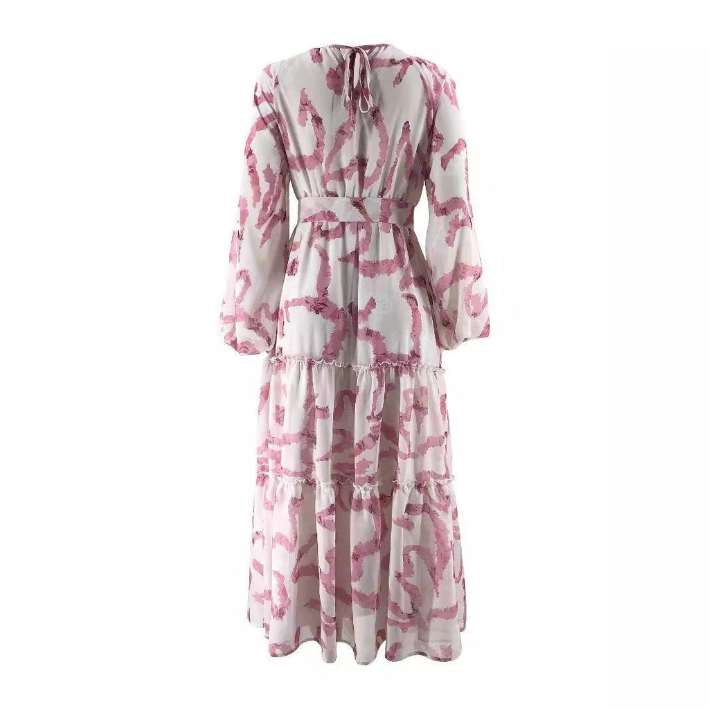 Abstract Print Chiffon Dress(MA402)