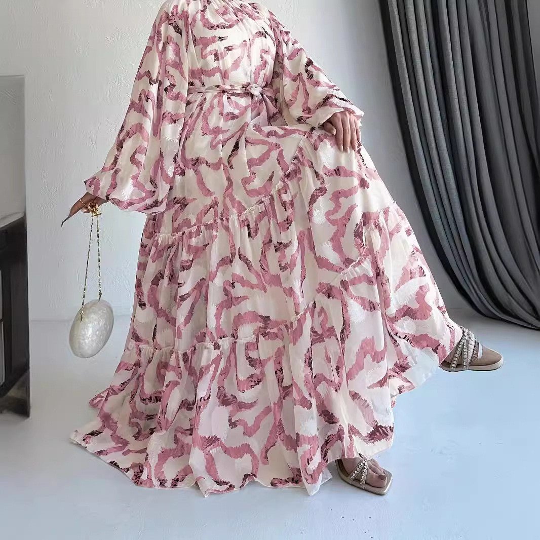 Abstract Print Chiffon Dress(MA402)