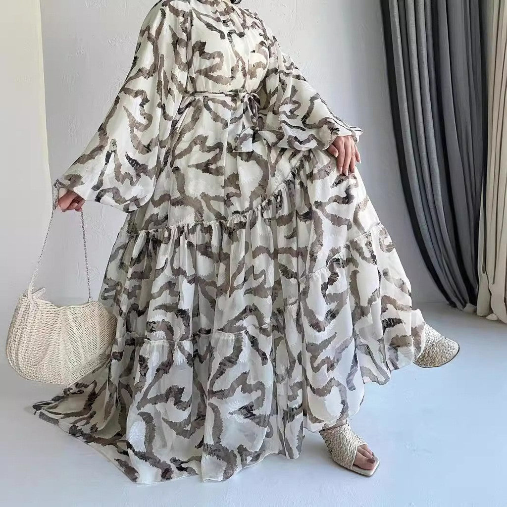 Abstract Print Chiffon Dress(MA402)