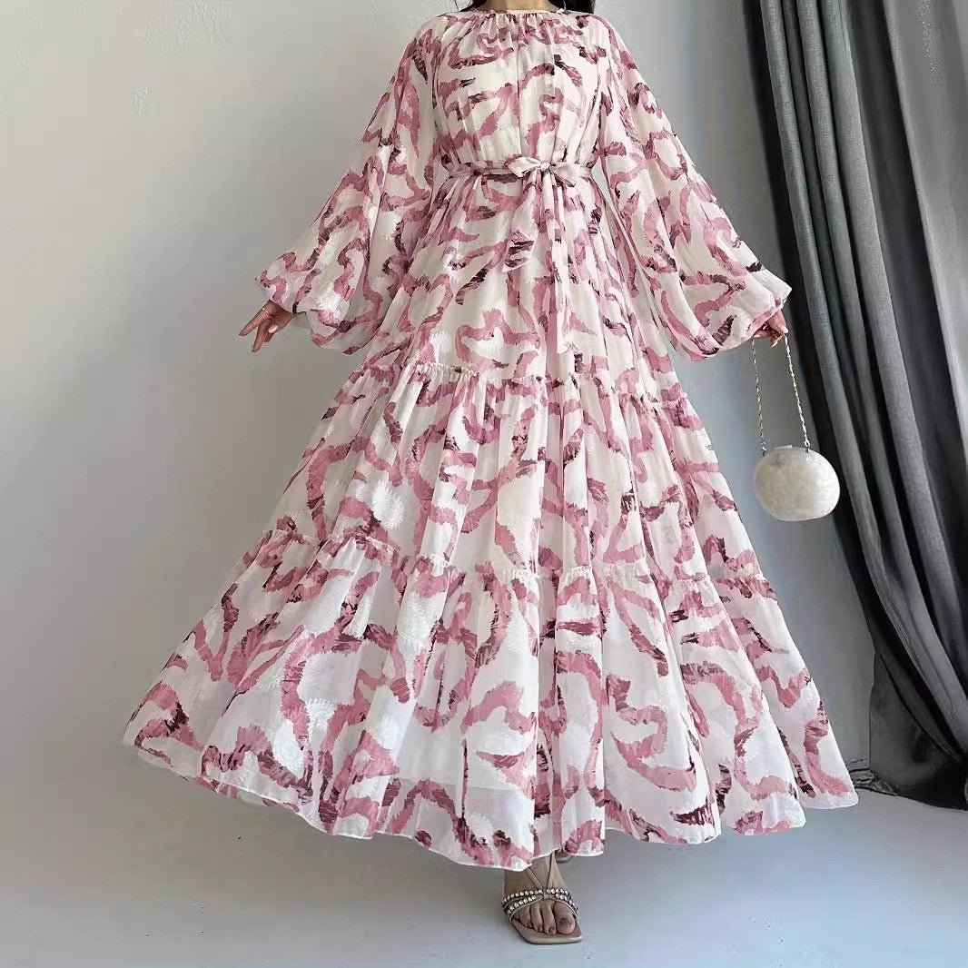 Abstract Print Chiffon Dress(MA402)