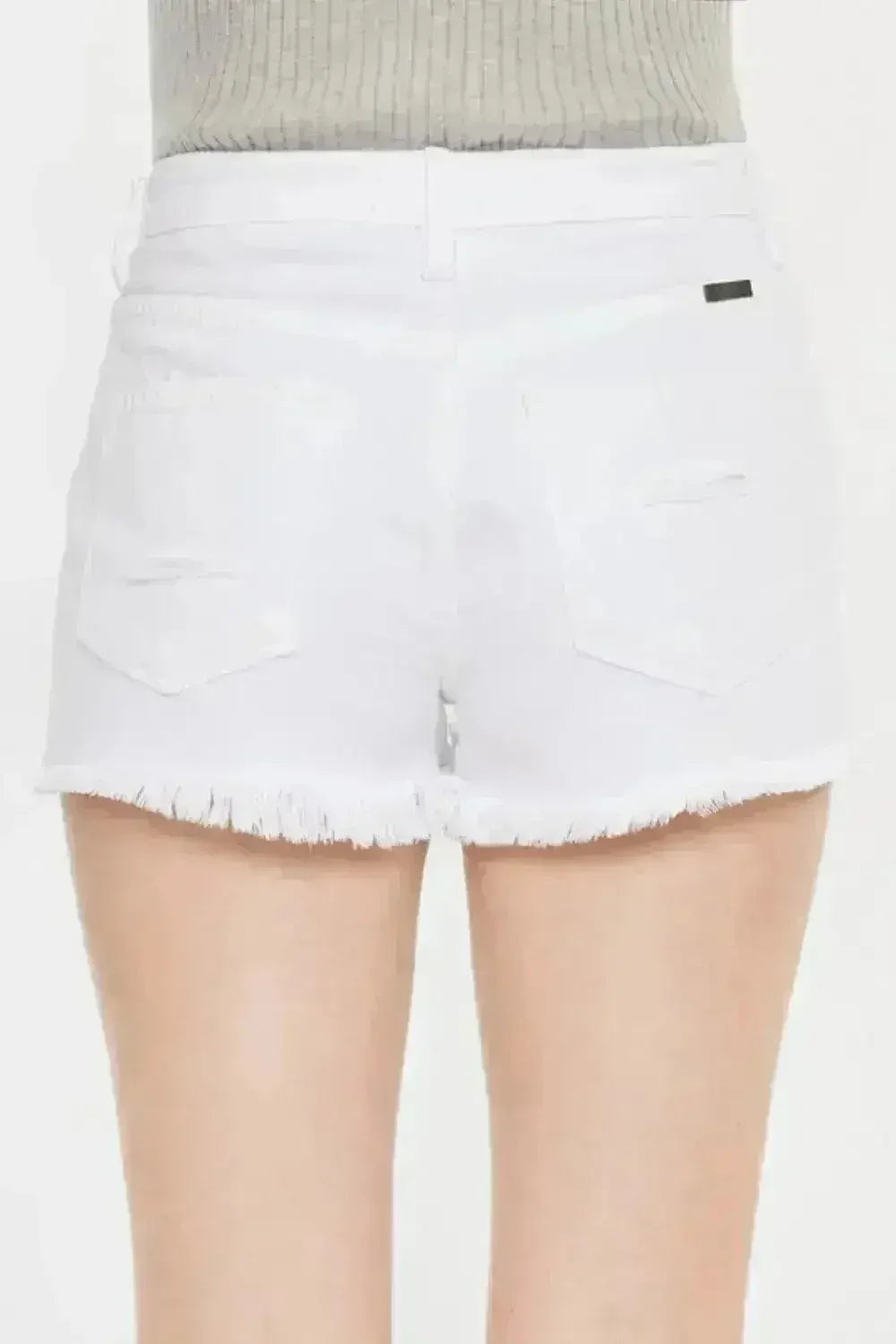 Kancan Raw Hem Distressed Denim Shorts - Vintage Wash Style | Femstylo