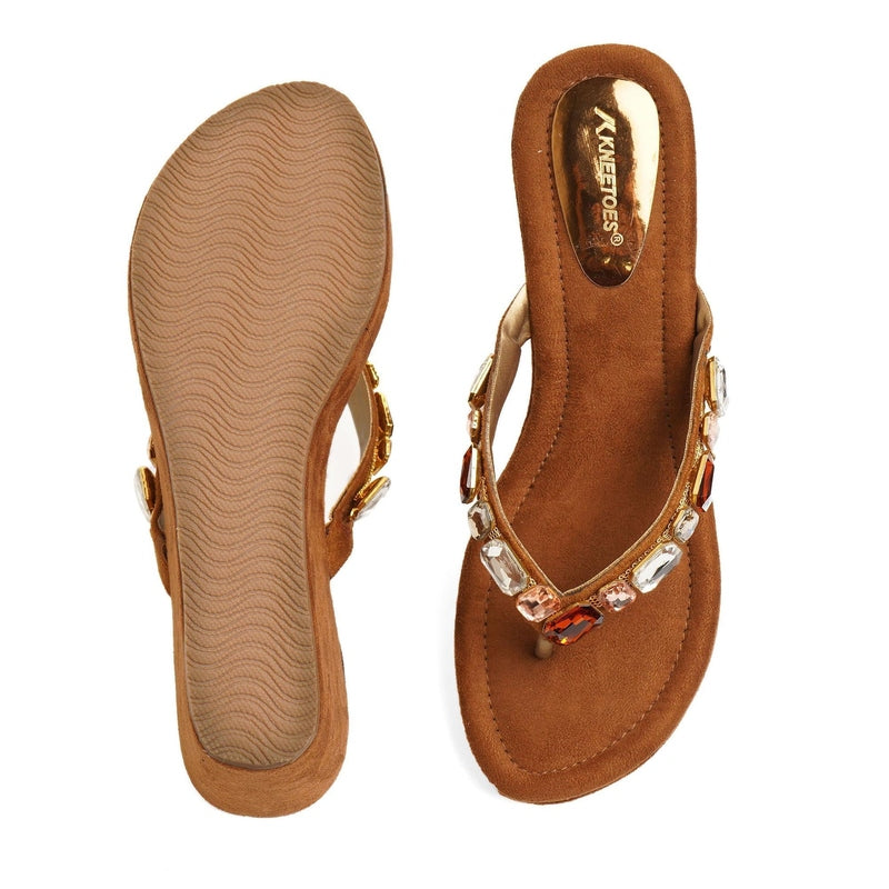 Crystelle - Brown Thong Wedges