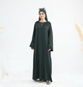 Acetate Crinkle Solid Color Round Neck Abaya Set(MA307)