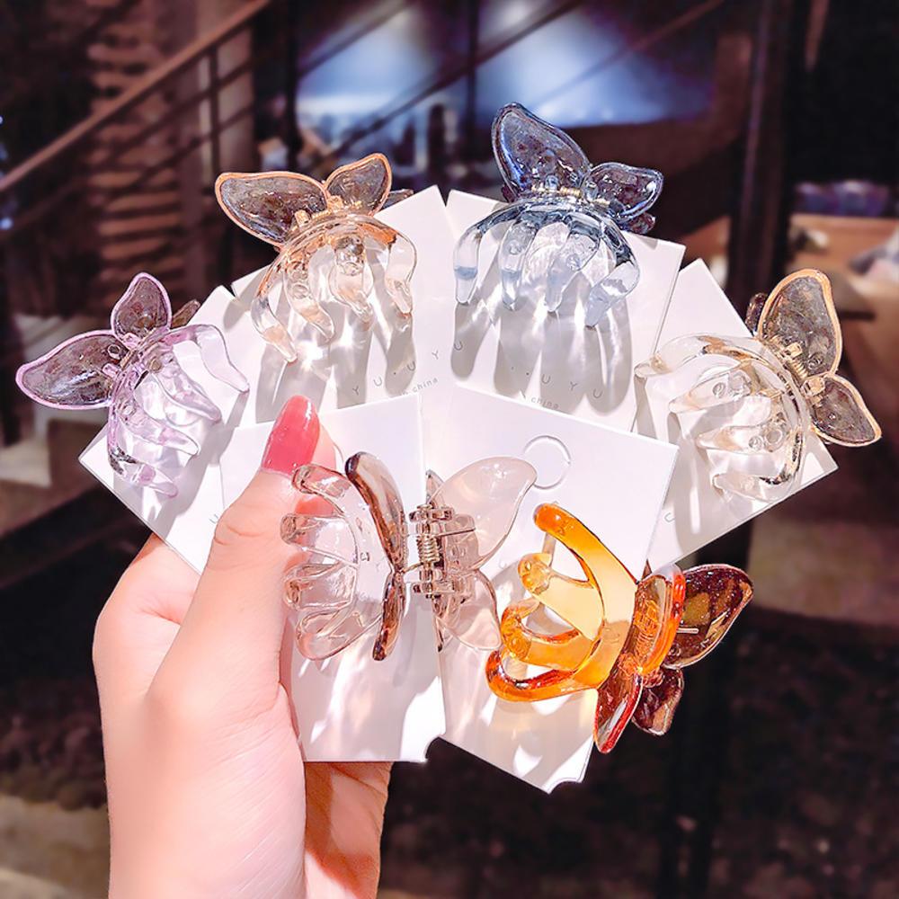 Acetate Resin Hair Claws Sweet Fairy Butterfly Hairpin Clip Gradient Tie-Dye Colored Styling Tools Barrettes Fashion Hairgrips Accessories For Party
