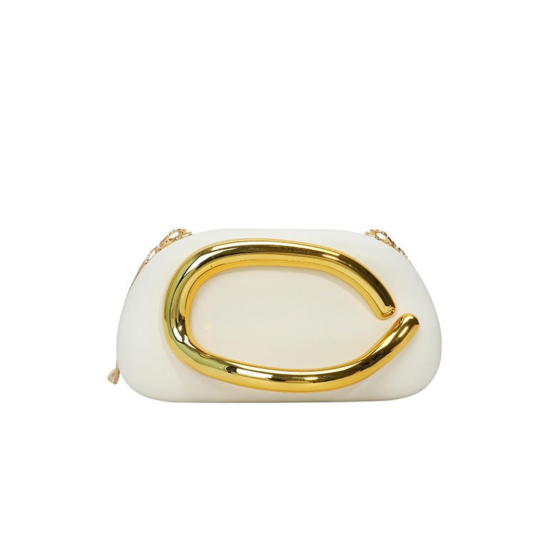 Acrylic Evening Clutch | Metallic Handle Party Bag with Chain Strap(MAC354)