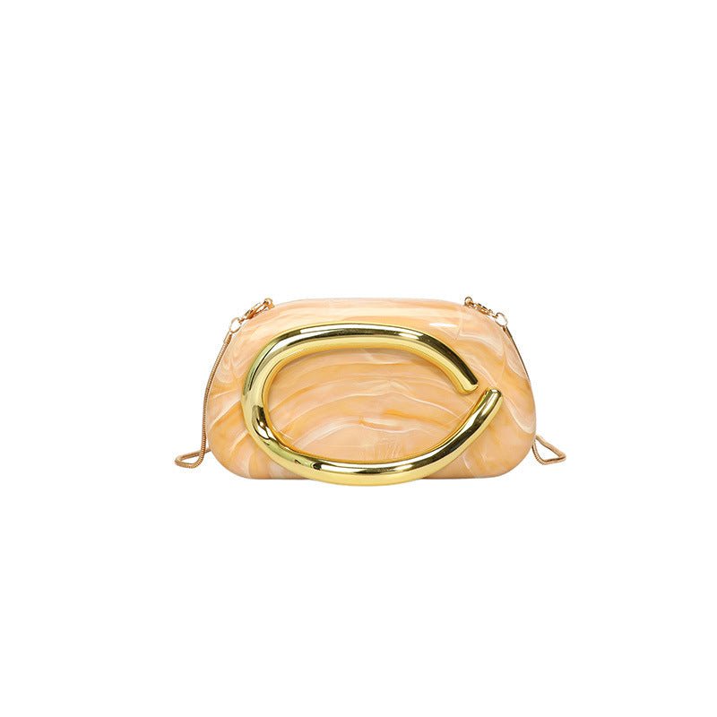 Acrylic Evening Clutch | Metallic Handle Party Bag with Chain Strap(MAC354)