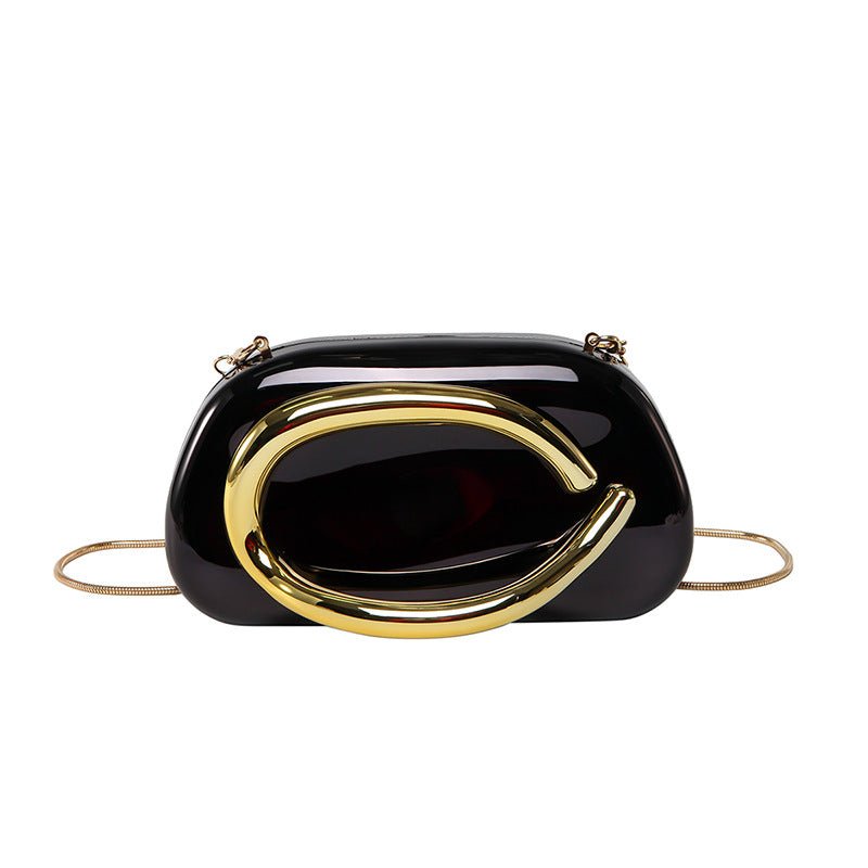 Acrylic Evening Clutch | Metallic Handle Party Bag with Chain Strap(MAC354)