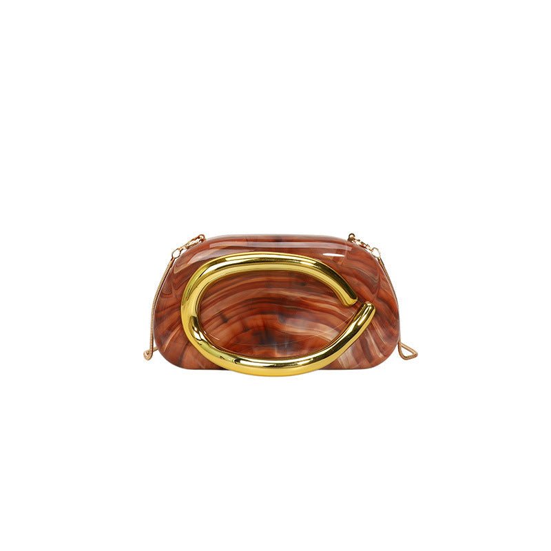 Acrylic Evening Clutch | Metallic Handle Party Bag with Chain Strap(MAC354)