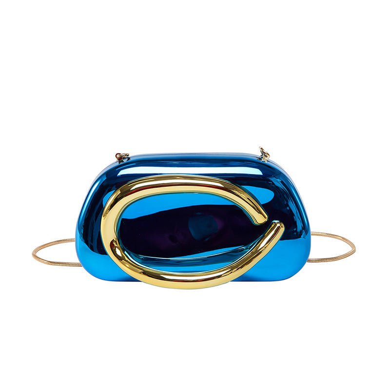 Acrylic Evening Clutch | Metallic Handle Party Bag with Chain Strap(MAC354)
