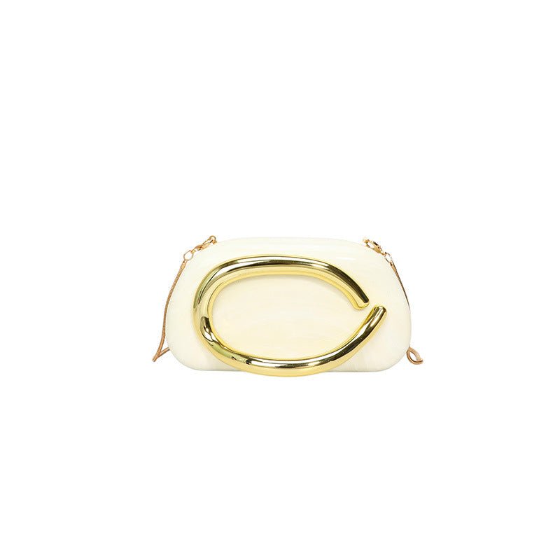 Acrylic Evening Clutch | Metallic Handle Party Bag with Chain Strap(MAC354)