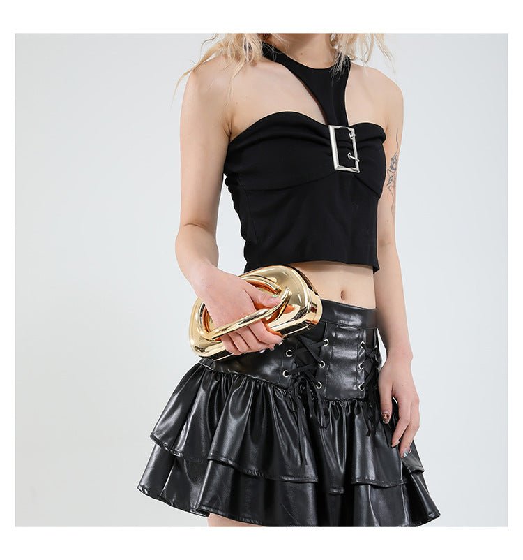 Acrylic Evening Clutch | Metallic Handle Party Bag with Chain Strap(MAC354)