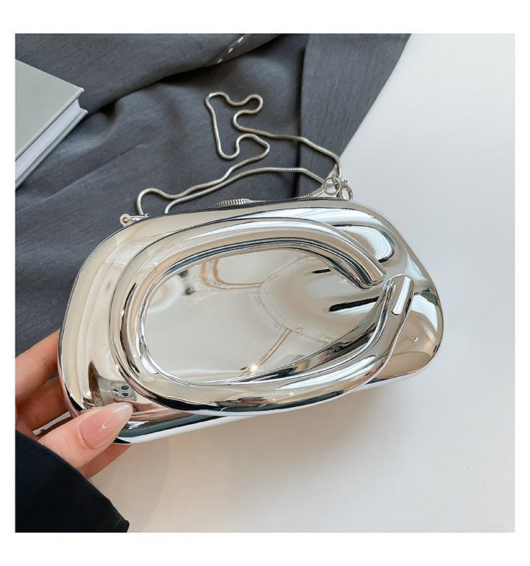 Acrylic Evening Clutch | Metallic Handle Party Bag with Chain Strap(MAC354)