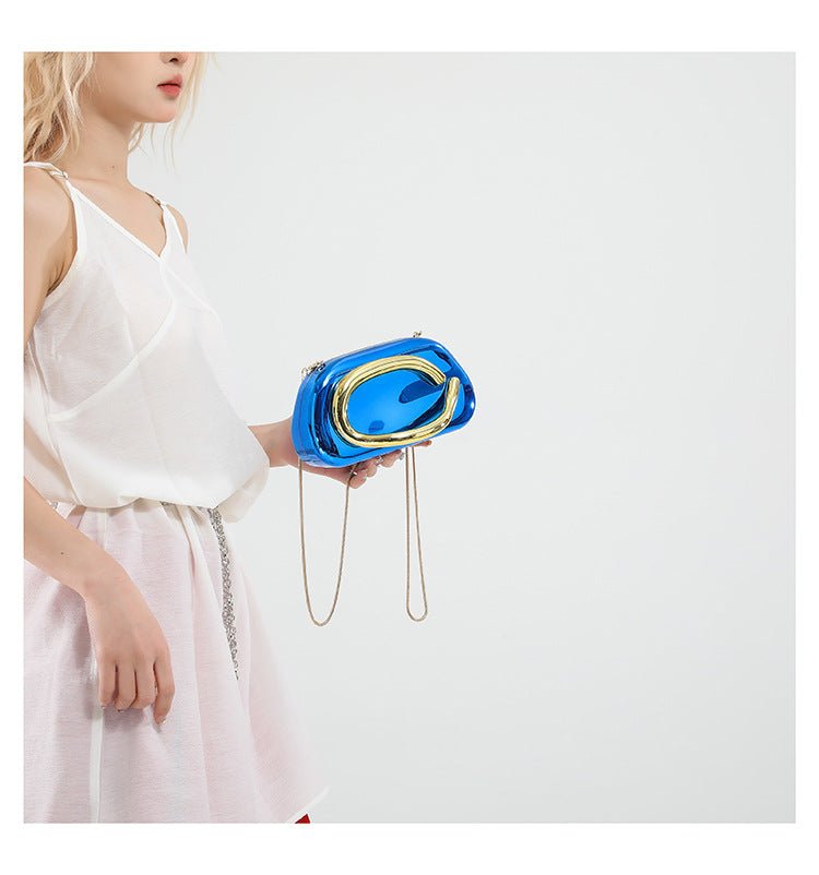 Acrylic Evening Clutch | Metallic Handle Party Bag with Chain Strap(MAC354)
