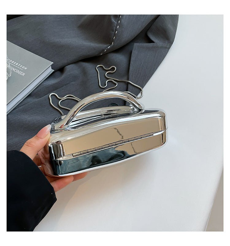 Acrylic Evening Clutch | Metallic Handle Party Bag with Chain Strap(MAC354)