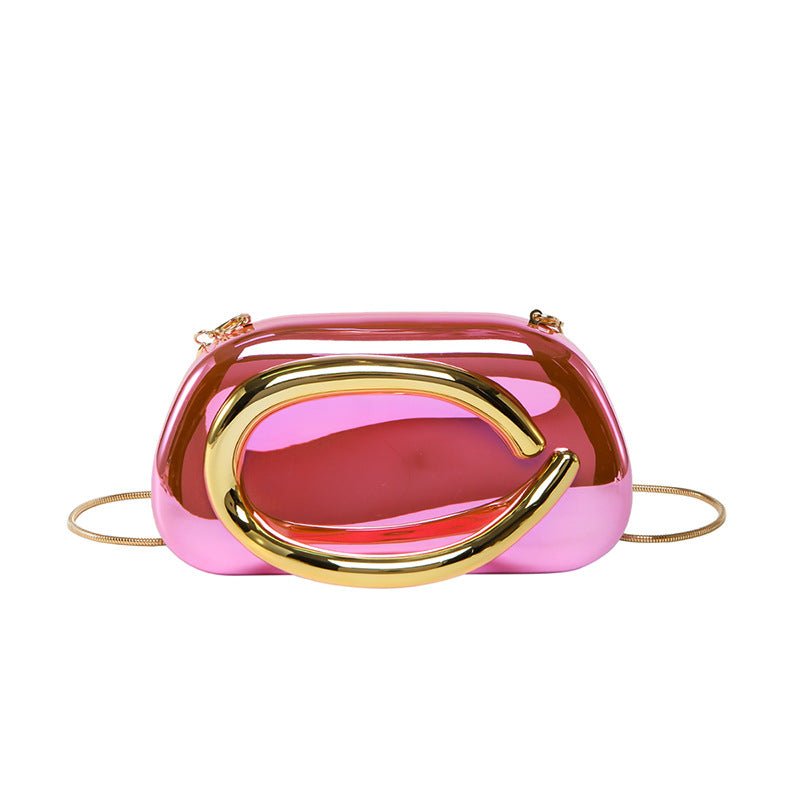 Acrylic Evening Clutch | Metallic Handle Party Bag with Chain Strap(MAC354)