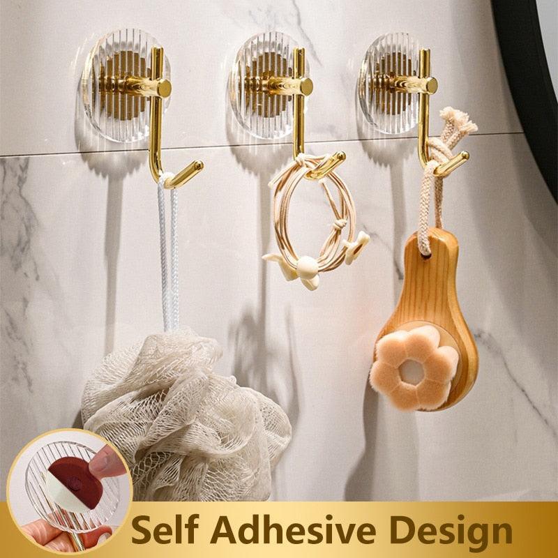 Acrylic Self Adhesive Hooks Wall Hook Home Décor Bathroom Towel Hooks Rack Hanging Coat Hanger Door Back Keys Hanger Bag Holder Wall Hanger Storage Organizer for Living Room Bedroom Wall Door