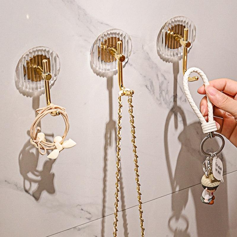 Acrylic Self Adhesive Hooks Wall Hook Home Décor Bathroom Towel Hooks Rack Hanging Coat Hanger Door Back Keys Hanger Bag Holder Wall Hanger Storage Organizer for Living Room Bedroom Wall Door