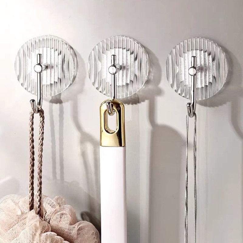 Acrylic Self Adhesive Hooks Wall Hook Home Décor Bathroom Towel Hooks Rack Hanging Coat Hanger Door Back Keys Hanger Bag Holder Wall Hanger Storage Organizer for Living Room Bedroom Wall Door