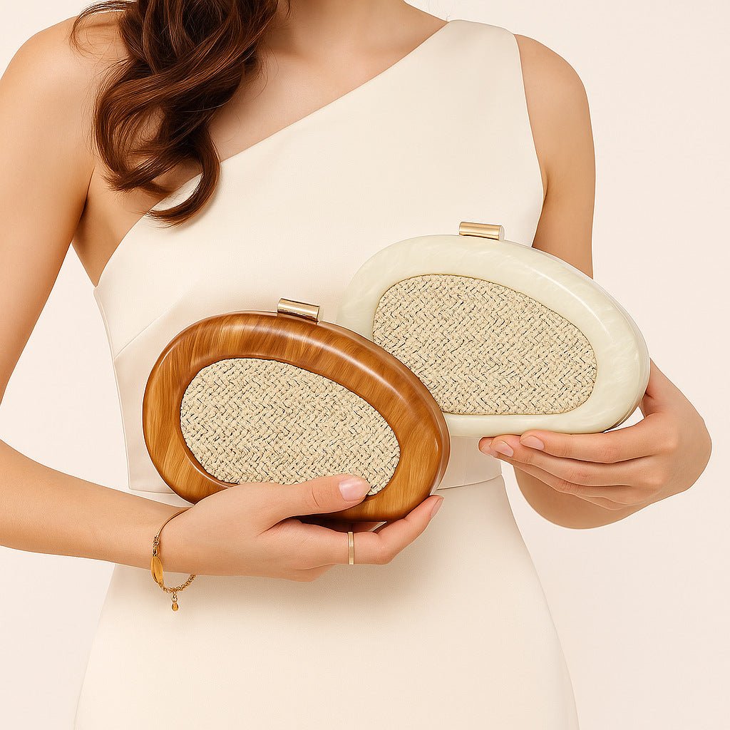 Acrylic Shell Clutch with Woven Inset(MAC372)
