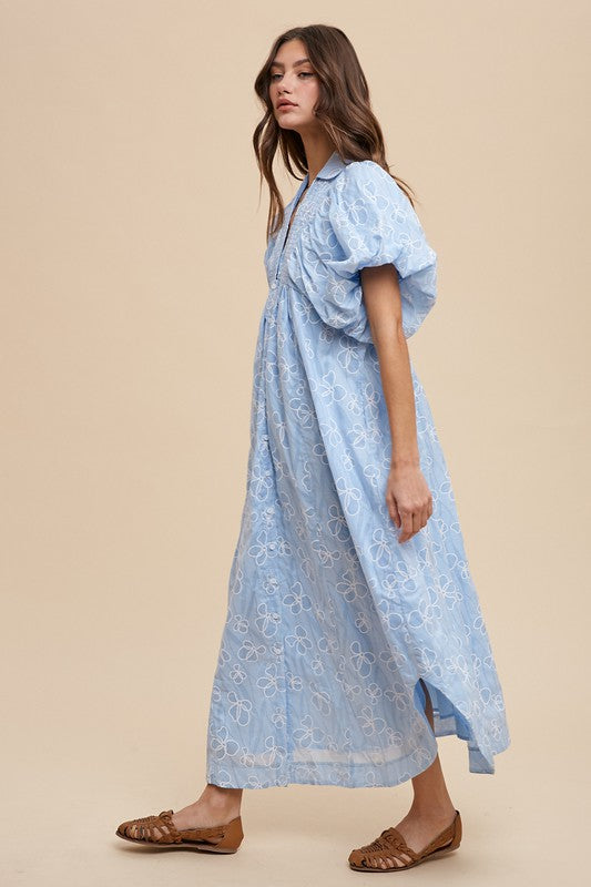 Floral Smock Detail Puff Sleeve Summer Dress – Feminine Floral Smocked Puff Sleeve Dress with Delicate Details for Casual and Special Occasions