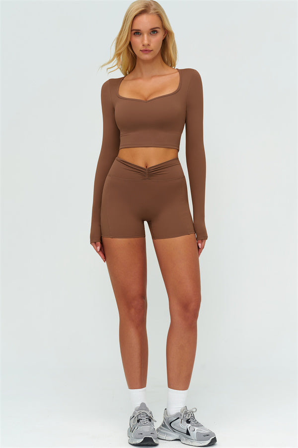 The Lushness Long Sleeve Crop top Shorts 2-Piece Set