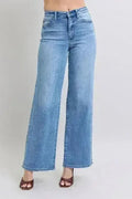 Judy Blue Wide Leg Jeans – High Waist w/ Pockets | 93% Cotton Blend