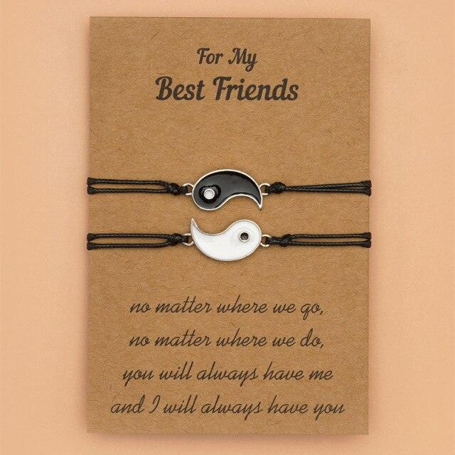 Adjustable Couple Bracelet For Friendship Relationship Girlfriend Best Charm Bracelets Rope Cord Bracelet Set Bangle For Couple Matching Puzzle Pendant Bracelet