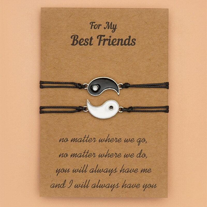 Adjustable Couple Bracelet For Friendship Relationship Girlfriend Best Charm Bracelets Rope Cord Bracelet Set Bangle For Couple Matching Puzzle Pendant Bracelet