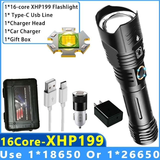 Adjustable Rechargeable Tactical Flashlight USB LED  Super Bright Zoomable IPX65 Waterproof Portable Torchlight Flash Lamp USB Charging For Hiking Camping Running Fishing