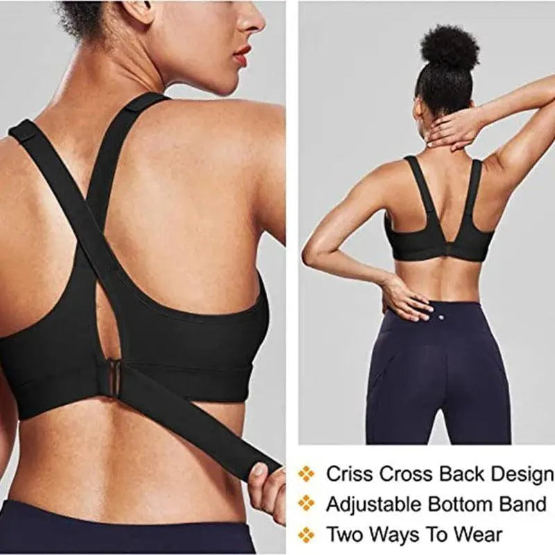 Adjustable Woman Modern Sports Bra Sportswear Crop Top Belt Zipper Yoga Running Comfortable Bras Push Up Gym Equipment