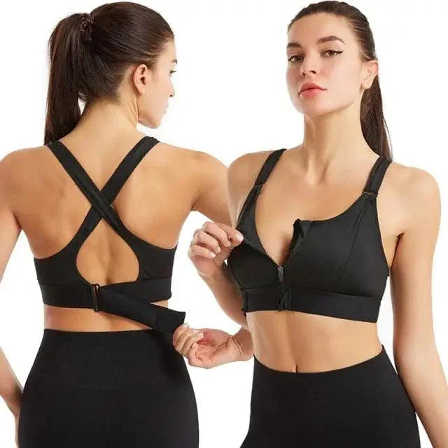 Adjustable Woman Modern Sports Bra Sportswear Crop Top Belt Zipper Yoga Running Comfortable Bras Push Up Gym Equipment