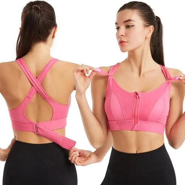 Adjustable Woman Modern Sports Bra Sportswear Crop Top Belt Zipper Yoga Running Comfortable Bras Push Up Gym Equipment