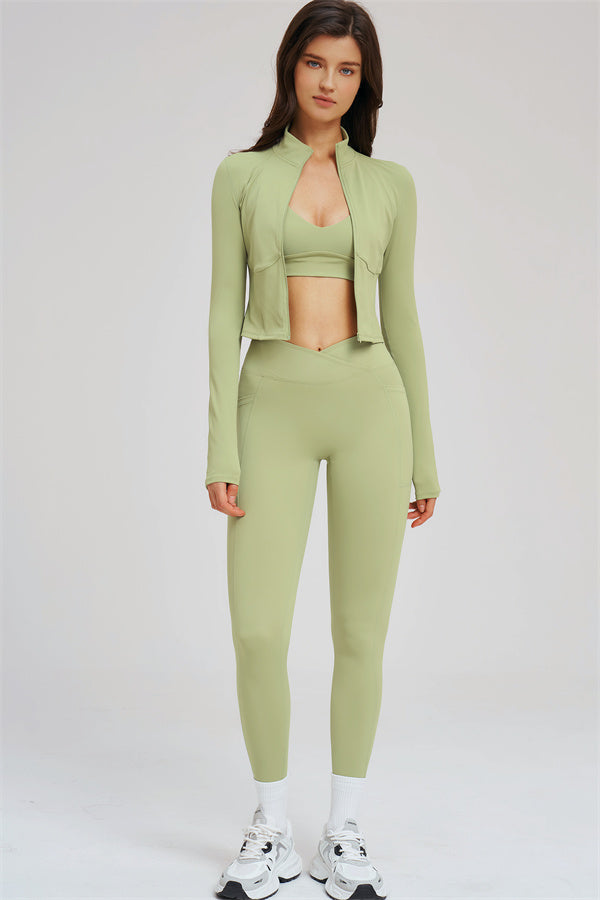 The Sizzle Zip Jacket Sports Bra Leggings 3-Piece Set