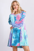 Colorful Full Size Round Neck Long Sleeve Dress Plus Size Boho Chic Beautiful Girls Dress