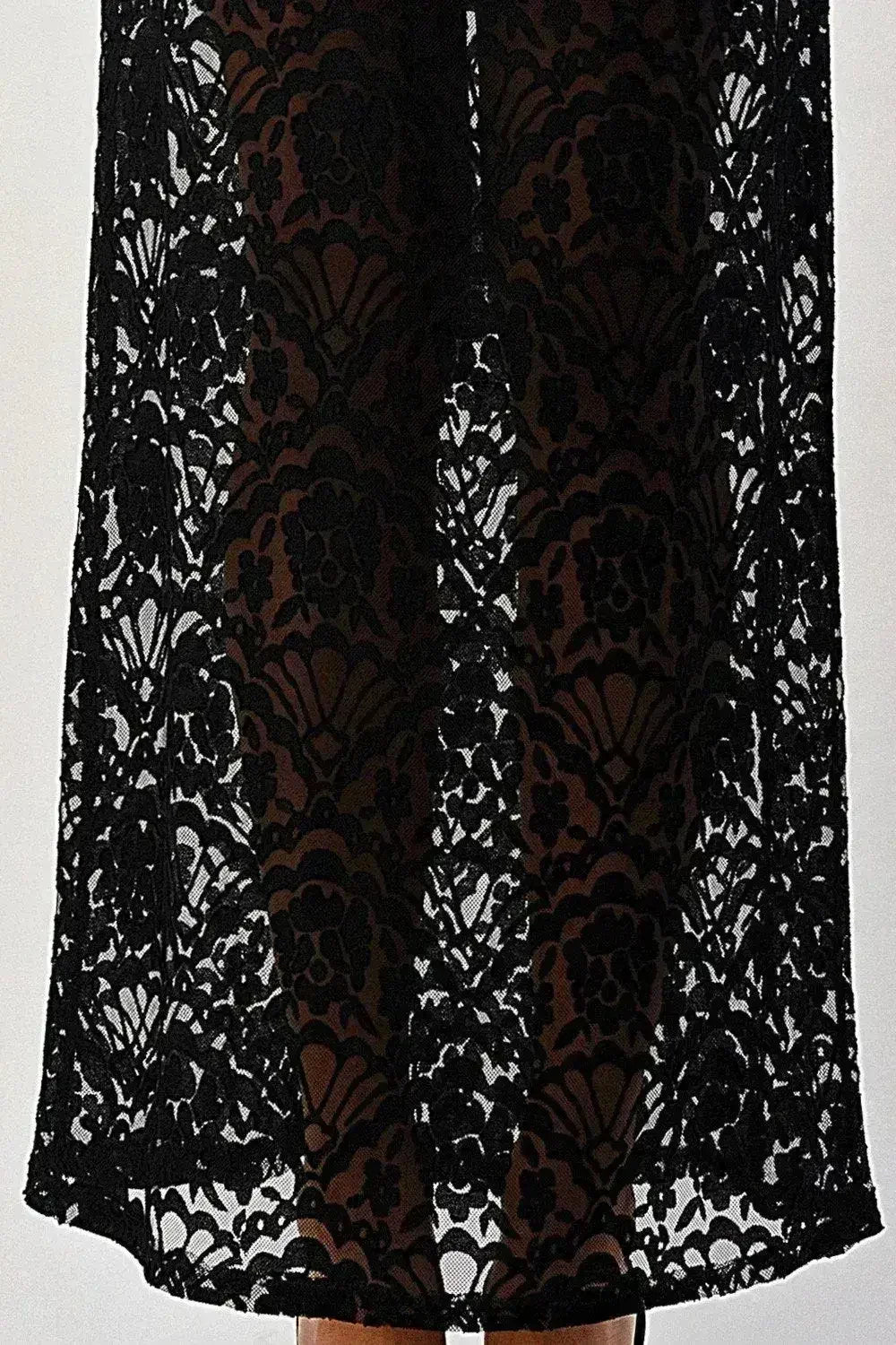 Sheer Lace Maxi Skirt - Drawstring Waist & Bow | Femstylo
